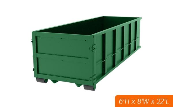 our 30 yard dumpsters are suitable for construction debris, household junk, and yard waste